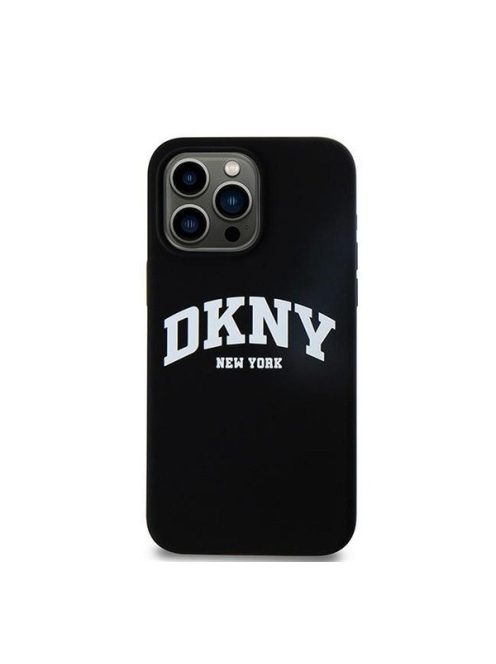 DKNY Liquid Silicone Arch Logo MagSafe iPhone 15 Pro Max hátlap tok, fekete