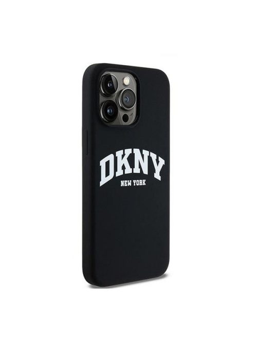 DKNY Liquid Silicone Arch Logo MagSafe iPhone 15 Pro Max hátlap tok, fekete