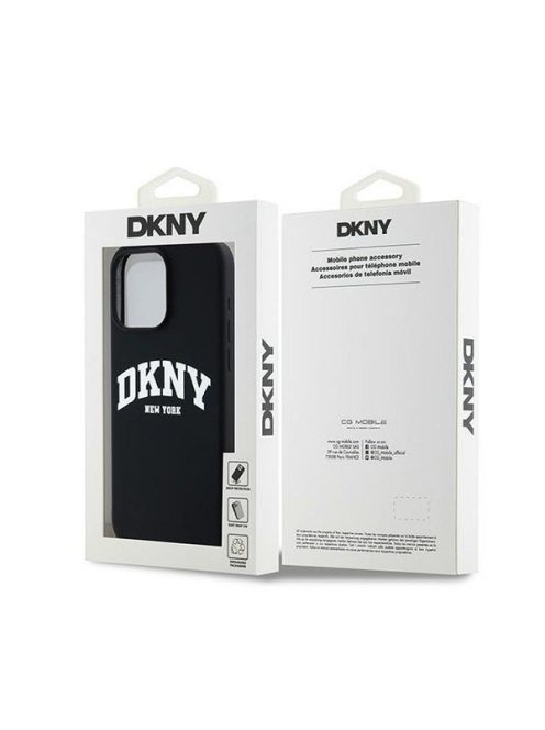 DKNY Liquid Silicone Arch Logo MagSafe iPhone 15 Pro Max hátlap tok, fekete