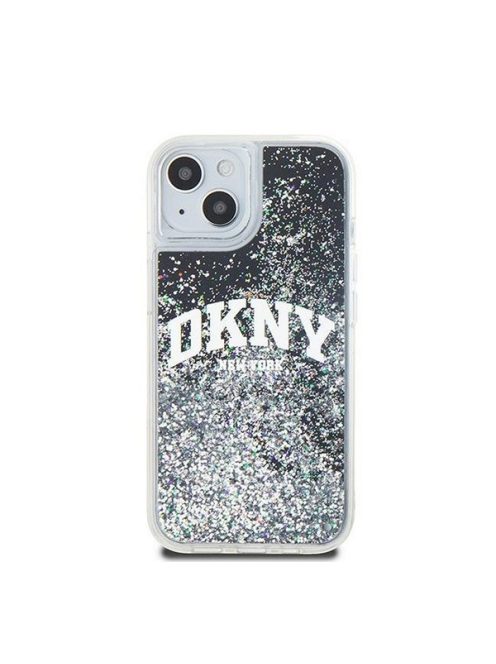 DKNY Liquid Glitter Arch Logo iPhone 15 hátlap tok, fekete