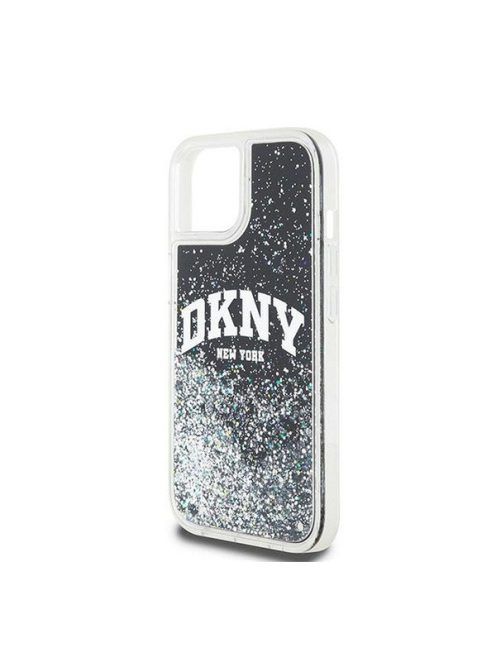 DKNY Liquid Glitter Arch Logo iPhone 15 hátlap tok, fekete