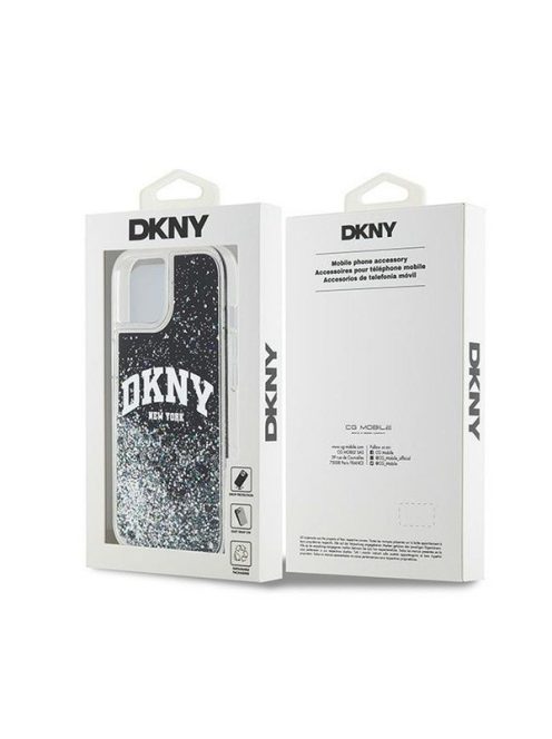 DKNY Liquid Glitter Arch Logo iPhone 15 hátlap tok, fekete