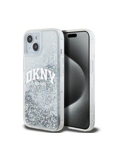   DKNY Liquid Glitter Arch Logo iPhone 15 hátlap tok, átlátszó