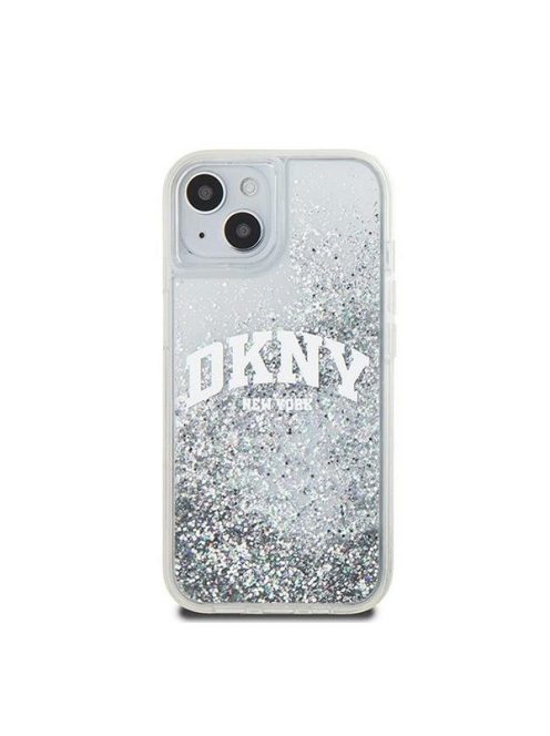 DKNY Liquid Glitter Arch Logo iPhone 15 hátlap tok, átlátszó