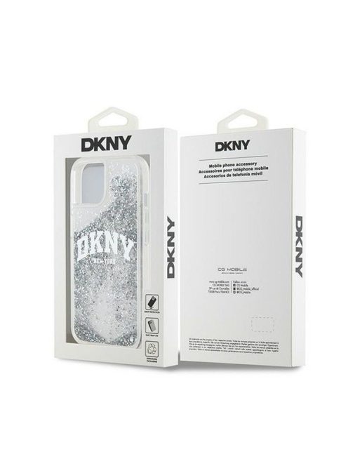 DKNY Liquid Glitter Arch Logo iPhone 15 hátlap tok, átlátszó