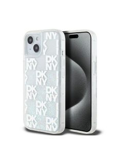   DKNY Liquid Glitter Checkered Pattern iPhone 15 hátlap tok, átlátszó