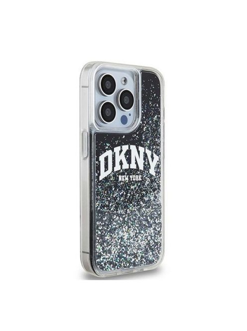 DKNY Liquid Glitter Arch Logo iPhone 13 Pro hátlap tok, fekete