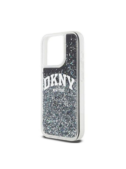 DKNY Liquid Glitter Arch Logo iPhone 13 Pro hátlap tok, fekete