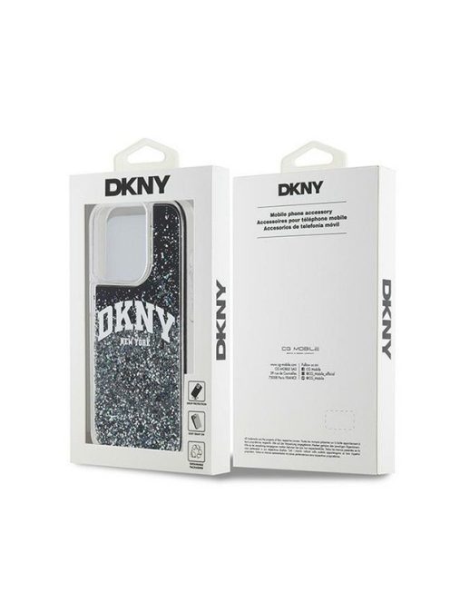 DKNY Liquid Glitter Arch Logo iPhone 13 Pro hátlap tok, fekete