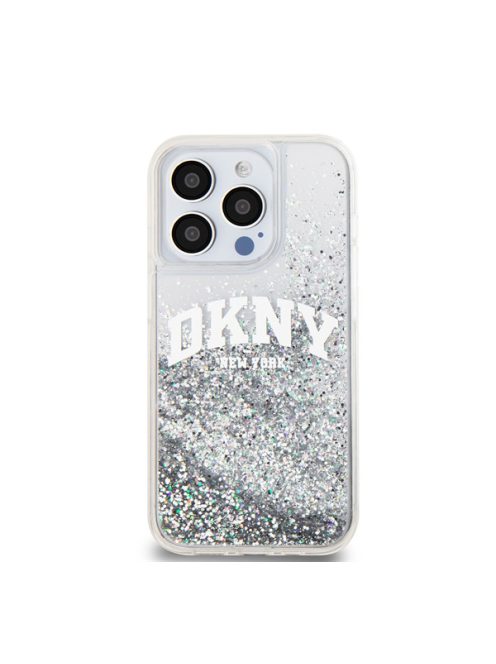 DKNY Liquid Glitter Arch Logo iPhone 14 Pro Max hátlap tok, átlátszó