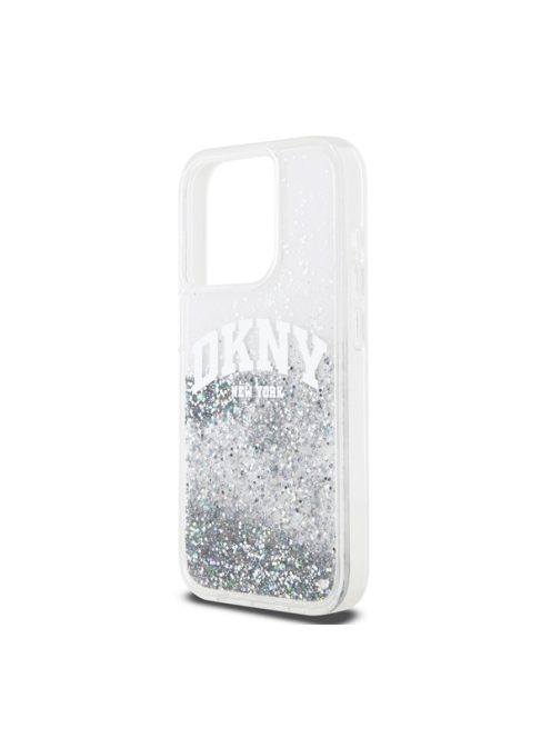DKNY Liquid Glitter Arch Logo iPhone 14 Pro Max hátlap tok, átlátszó