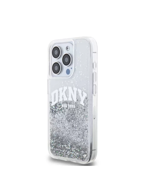 DKNY Liquid Glitter Arch Logo iPhone 14 Pro hátlap tok, átlátszó