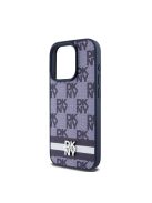 DKNY PU Leather Checkered Pattern and Stripe iPhone 15 Pro Max hátlap tok, kék