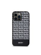 DKNY PU Leather Repeat Pattern Bottom Stripe iPhone 15 Pro Max hátlap tok, fekete