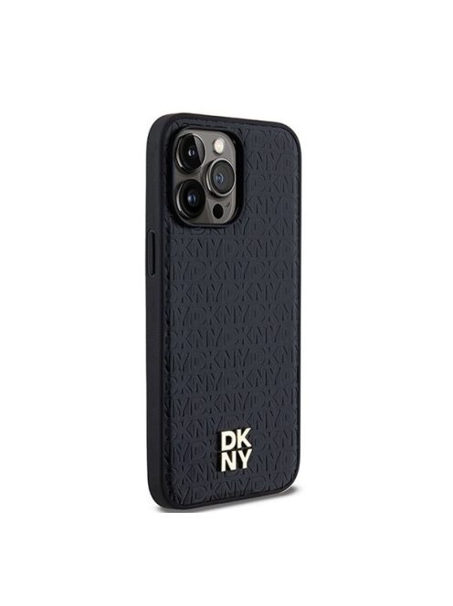 DKNY PU Leather Repeat Pattern Stack Logo iPhone 13 Pro Max Magsafe hátlap tok, fekete