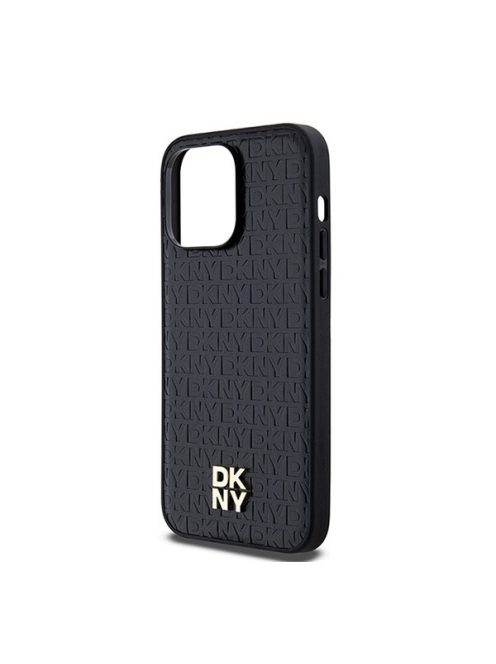 DKNY PU Leather Repeat Pattern Stack Logo iPhone 13 Pro Max Magsafe hátlap tok, fekete