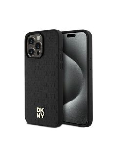   DKNY PU Leather Repeat Pattern Stack Logo iPhone 15 Pro Max Magsafe hátlap tok, fekete