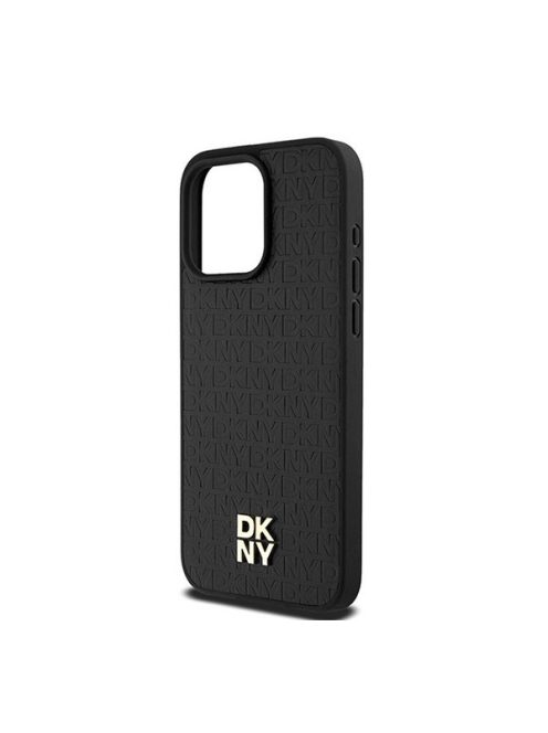 DKNY PU Leather Repeat Pattern Stack Logo iPhone 15 Pro Max Magsafe hátlap tok, fekete