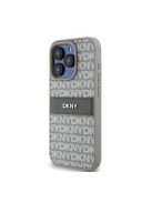 DKNY PU Leather Repeat Pattern Tonal Stripe iPhone 14 Pro hátlap tok, bézs