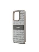 DKNY PU Leather Repeat Pattern Tonal Stripe iPhone 14 Pro hátlap tok, bézs