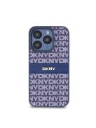 DKNY PU Leather Repeat Pattern Tonal Stripe iPhone 14 Pro hátlap tok, kék