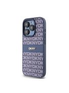 DKNY PU Leather Repeat Pattern Tonal Stripe iPhone 14 Pro hátlap tok, kék