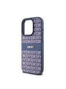 DKNY PU Leather Repeat Pattern Tonal Stripe iPhone 14 Pro hátlap tok, kék