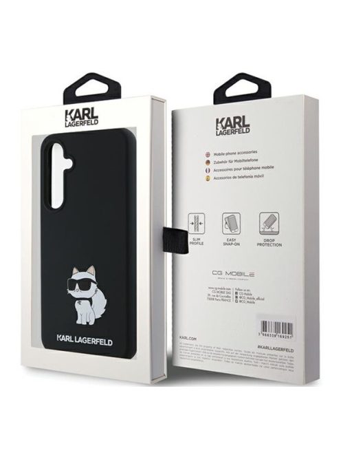 Karl Lagerfeld Choupette Metal Pin Samsung Galaxy A55 hátlap tok, fekete, KLHCSA55SMHCNPK