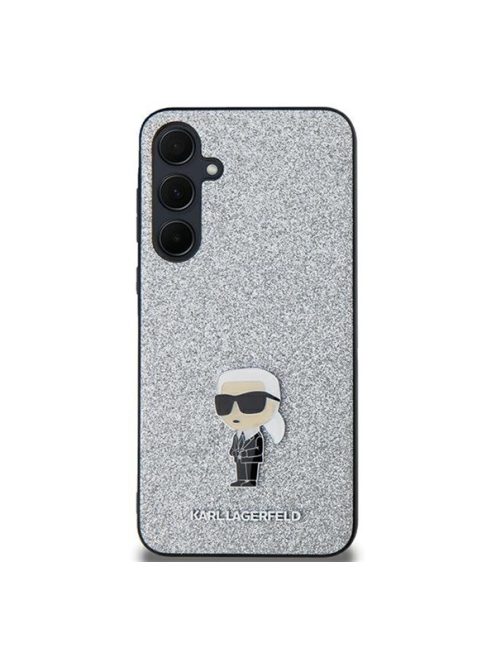 Karl Lagerfeld Fixed Glitter Choupette Logo Metal Pin Samsung Galaxy A35 hátlap tok, ezüst, KLHCSA35GCNPSG 