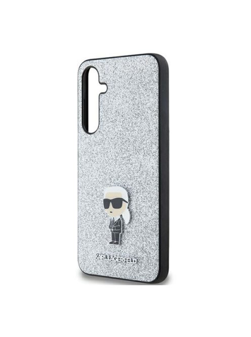 Karl Lagerfeld Fixed Glitter Choupette Logo Metal Pin Samsung Galaxy A35 hátlap tok, ezüst, KLHCSA35GCNPSG 