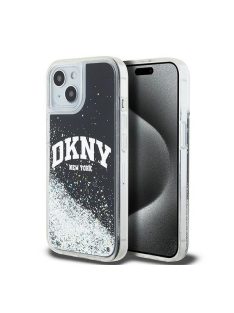   DKNY Liquid Glitter Big Logo Apple iPhone 15 Plus / 14 Plus hátlap tok, fekete, DKHCP15MLBNAEK