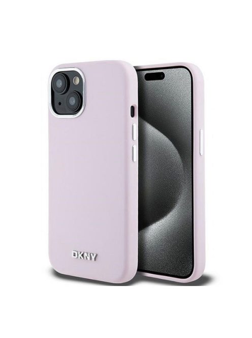 DKNY Liquid Silicone Small Metal Logo Apple iPhone 15 Plus / 14 Plus Magsafe hátlap tok, rózsaszín, DKHMP15MSMCHLP