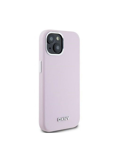 DKNY Liquid Silicone Small Metal Logo Apple iPhone 15 Plus / 14 Plus Magsafe hátlap tok, rózsaszín, DKHMP15MSMCHLP