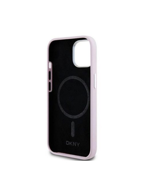 DKNY Liquid Silicone Small Metal Logo Apple iPhone 15 Plus / 14 Plus Magsafe hátlap tok, rózsaszín, DKHMP15MSMCHLP