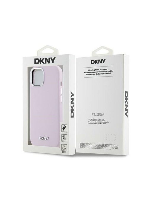 DKNY Liquid Silicone Small Metal Logo Apple iPhone 15 Plus / 14 Plus Magsafe hátlap tok, rózsaszín, DKHMP15MSMCHLP