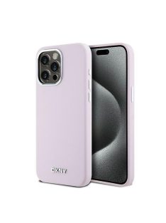   DKNY Liquid Silicone Small Metal Logo iPhone 14 Pro Max Magsafe hátlap tok, rózsaszín, DKHMP14XSMCHLP