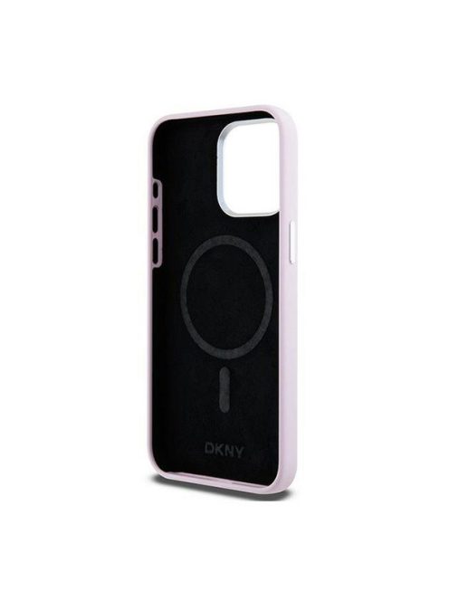 DKNY Liquid Silicone Small Metal Logo iPhone 14 Pro Max Magsafe hátlap tok, rózsaszín, DKHMP14XSMCHLP