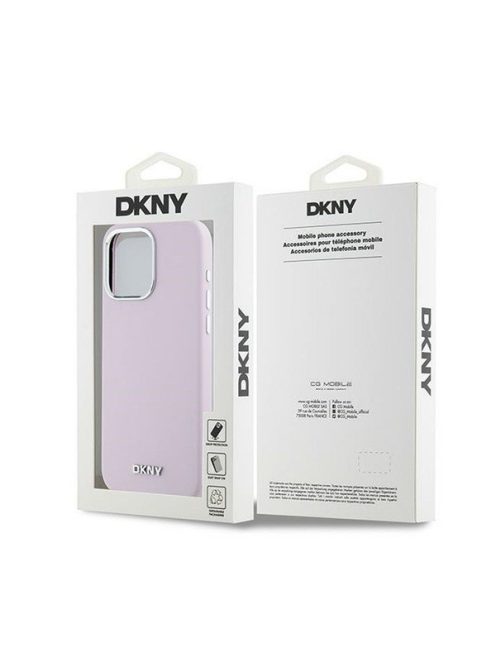 DKNY Liquid Silicone Small Metal Logo iPhone 14 Pro Max Magsafe hátlap tok, rózsaszín, DKHMP14XSMCHLP