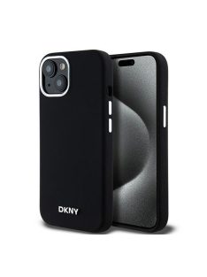   DKNY Liquid Silicone Small Metal Logo Apple iPhone 15 Plus / 14 Plus Magsafe hátlap tok, fekete, DKHMP15MSMCHLK