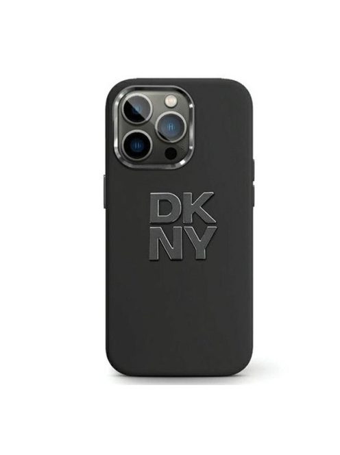 DKNY Liquid Silicone Metal Logo Apple iPhone 15 Pro Max hátlap tok, fekete, DKHCP15XSMCBSK