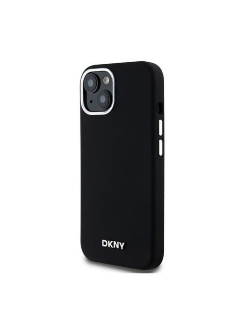 DKNY Liquid Silicone Small Metal Logo  Apple iPhone 13 / 14 / 15 Magsafe hátlap tok, fekete, DKHMP14SSMCHLK