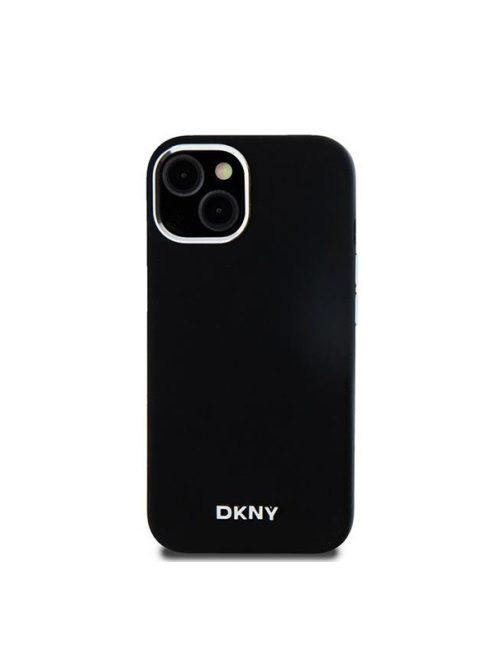 DKNY Liquid Silicone Small Metal Logo  Apple iPhone 13 / 14 / 15 Magsafe hátlap tok, fekete, DKHMP14SSMCHLK