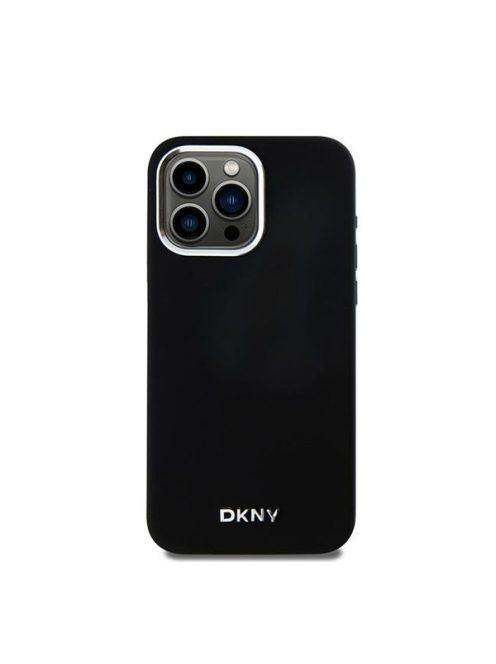 DKNY Liquid Silicone Small Metal Logo  Apple iPhone 14 Pro Max Magsafe hátlap tok, fekete, DKHMP14XSMCHLK