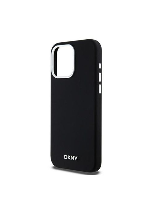 DKNY Liquid Silicone Small Metal Logo  Apple iPhone 14 Pro Max Magsafe hátlap tok, fekete, DKHMP14XSMCHLK