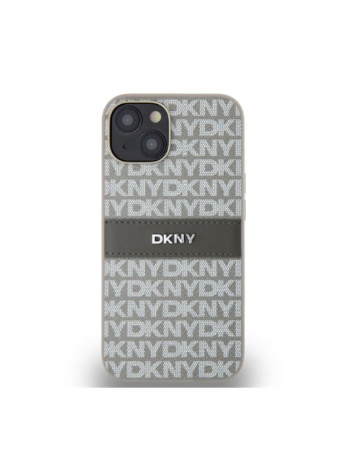 DKNY PU Leather Repeat Pattern Tonal Stripe Apple iPhone 14 hátlap tok, bézs