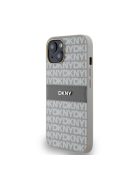 DKNY PU Leather Repeat Pattern Tonal Stripe Apple iPhone 14 hátlap tok, bézs