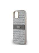 DKNY PU Leather Repeat Pattern Tonal Stripe Apple iPhone 14 hátlap tok, bézs