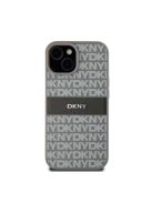 DKNY PU Leather Repeat Pattern Tonal Stripe Apple iPhone 15 hátlap tok, bézs