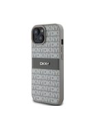 DKNY PU Leather Repeat Pattern Tonal Stripe Apple iPhone 15 hátlap tok, bézs