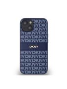 DKNY PU Leather Repeat Pattern Tonal Stripe Apple iPhone 14 hátlap tok, kék